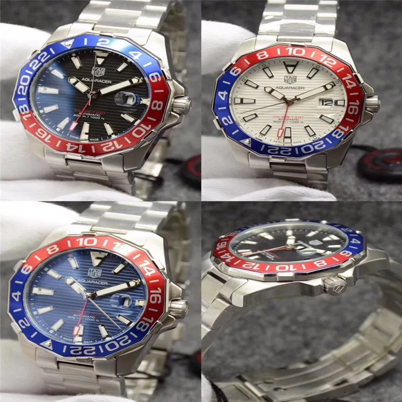 

TAG- Heuer- New Automatic Mechanical Men Watch Silver Blue Stainless Steel Transparent Sapphire Glass AAA Glide Watches123446