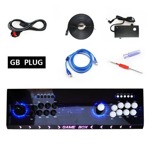 Style 4 UK PLUG Pandora box 9 1500 светодиодный Железный пульт для аркадной игры, 8 кнопок, 2 плеера, контроллер, консоль, HDMI, VGA, USB выход, PS3 tv - Цвет: Style 4 UK PLUG