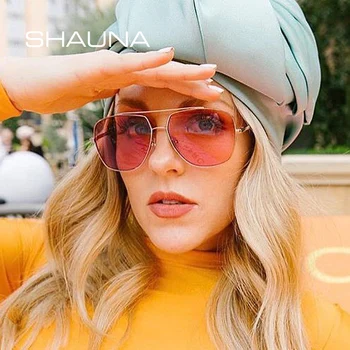 

SHAUNA Fashion Women Square Sunglasses Metal Frame Brand Designer Retro Men Eyeglasses UV400