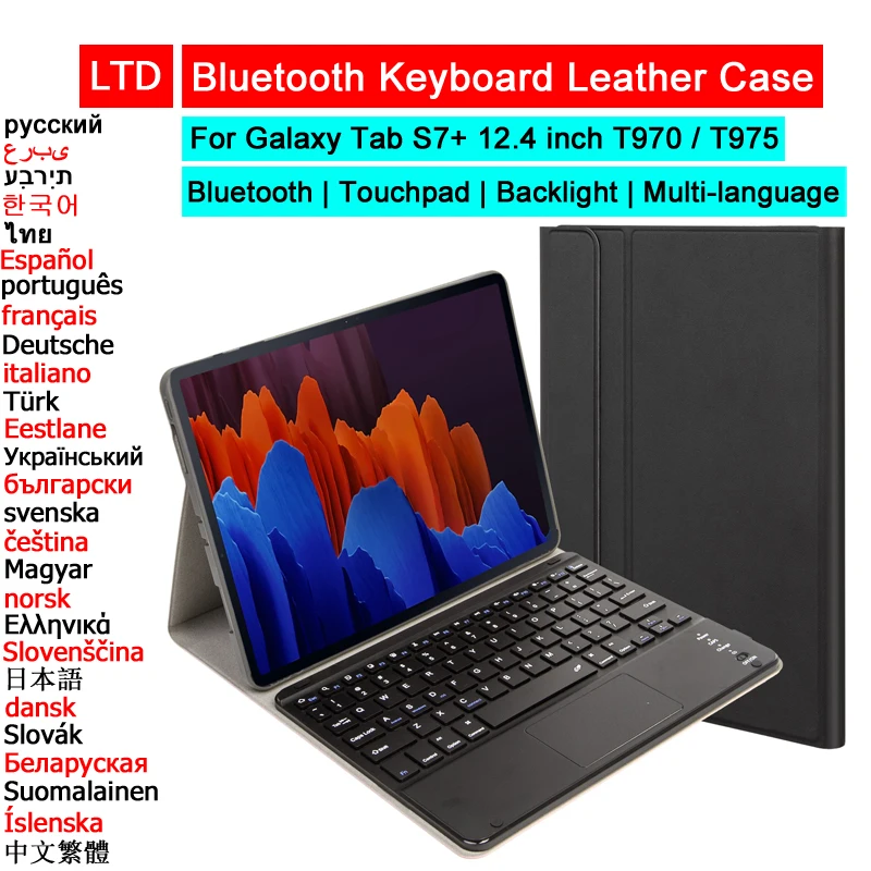 Bluetooth Keyboard Mouse Case For Samsung Galaxy Tab S7 Plus Fe 12 4 T870 11 Tablet Case Russian Arabic Hebrew Korean Keyboard Tablets E Books Case Aliexpress