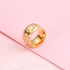 Stainless Steel Shiny Rhinestone Ring For Women Fashion Luxury Gold Color Wedding Band Jewelry Accessories 2