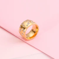 Stainless Steel Shiny Rhinestone Ring For Women Fashion Luxury Gold Color Wedding Band Jewelry Accessories 2