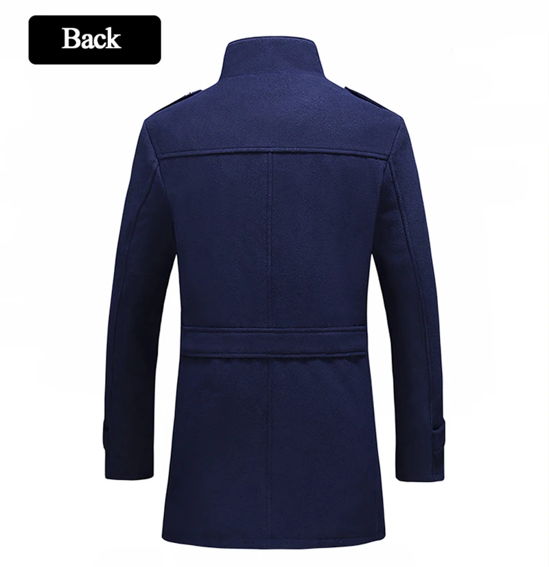 Новое поступление, Брендовые мужские шерстяные пальто, Осень-зима, черные, высокое качество, стоячий воротник, тонкая куртка, теплое пальто, повседневная мужская