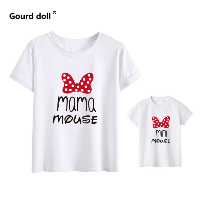 Family Tshirts Fashion mommy and me clothes baby girl clothes MINI and MAMA Fashion Cotton Family Look Mom Mother kids Clothes MN-white