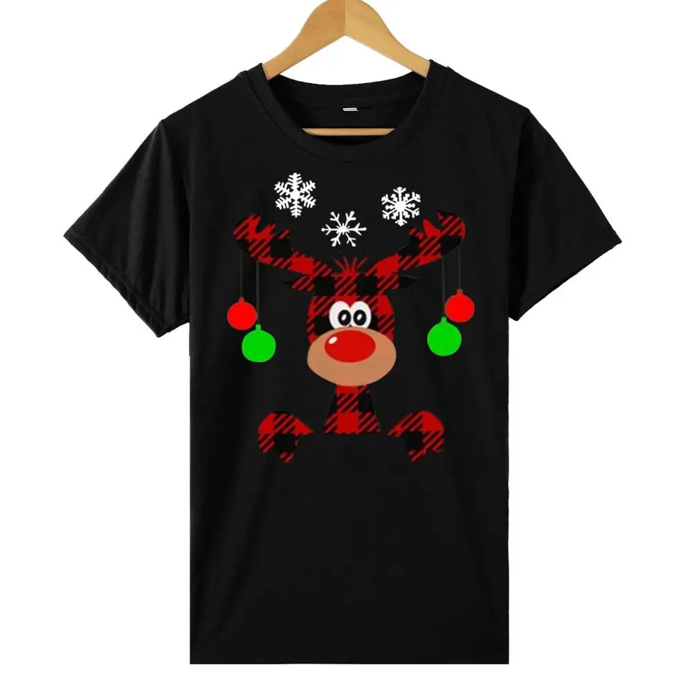 Рождественские топы, футболка с принтом, женские топы, футболки с длинным рукавом, топы 5XL, топы для девушек, осенняя уличная одежда, Женская Повседневная футболка - Цвет: B-Black