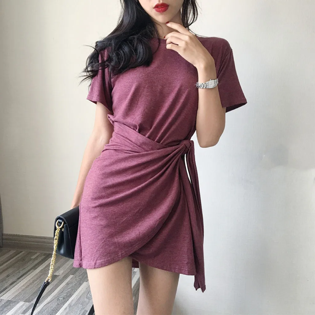 Jaycosin Romance Elegant Mini Dresses Women 2020 Summer O Neck Solid Ladies Street Beach Leisure Vacation Short Dresses Mujer227