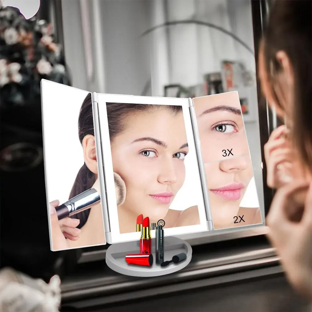 

Desktop 36LED Facial Makeup Mirror Compact Size 180 Degree Rotation Tabletop Cosmetic Makeup Mirror With Magnification