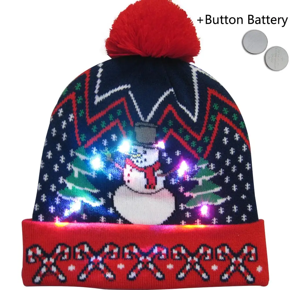 Год, светодиодный светильник, рождественские шапки, вязаный свитер, Рождественский светильник, вязаная шапка для детей и взрослых, для рождественской вечеринки - Цвет: 16