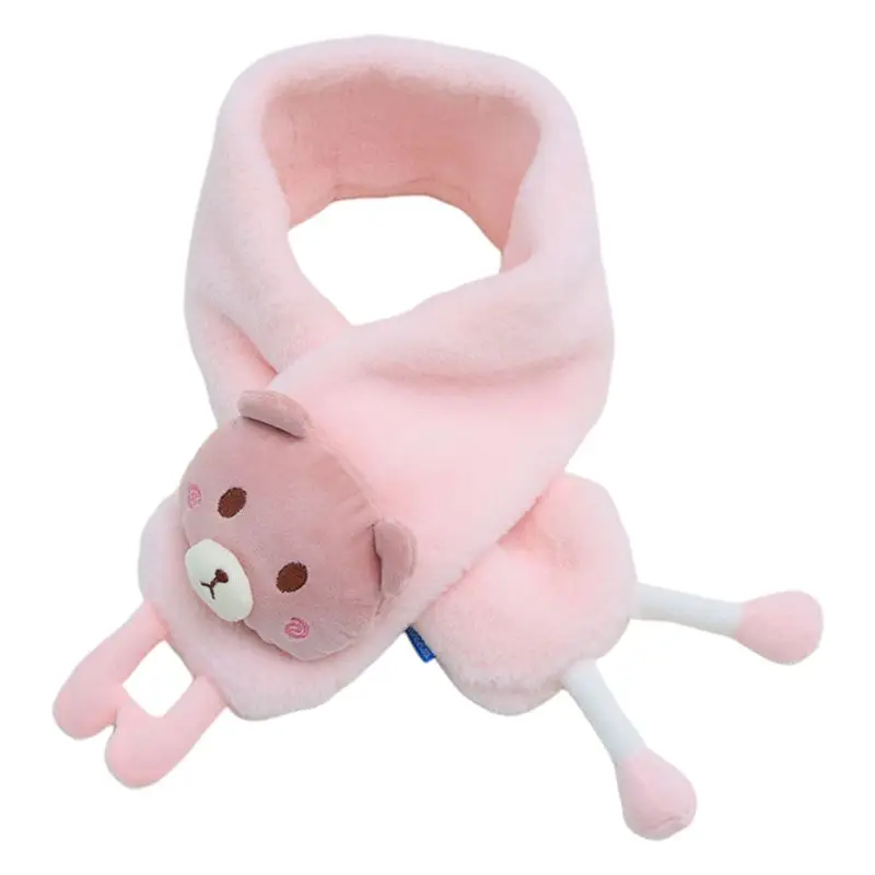 2 Kid Baby Winter Warm Plush Cross Collar Scarf Cartoon 3D Animal Doll Neckerchief - Цвет: 2