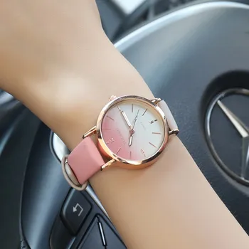 Women’s Casual Quartz Leather Band New Strap Watch Analog Wrist Watch Gradient Design Vintage Ladies Dress Clock Wristwatches