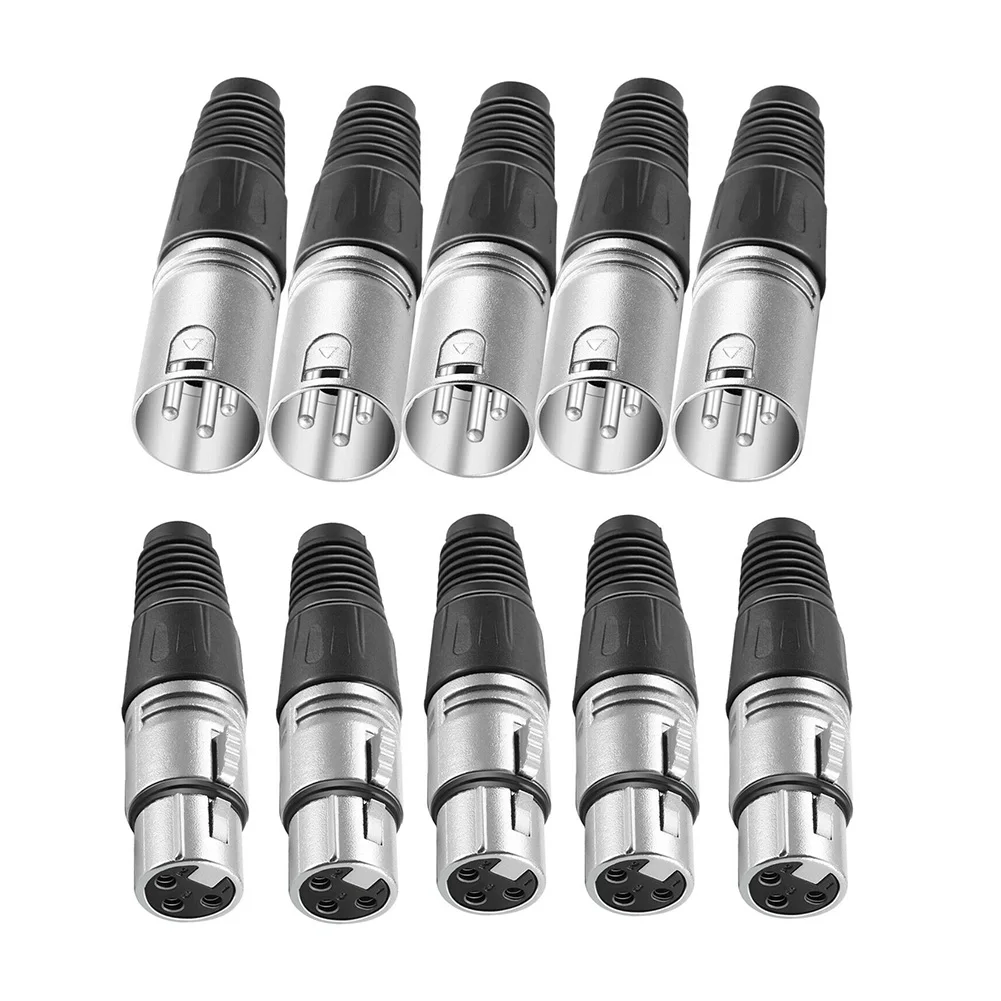 

10pair Connector 3 Pin Universal Male Female Audio Cable Compact Easy Install Durable High Conductivity Home Portable XLR Tools