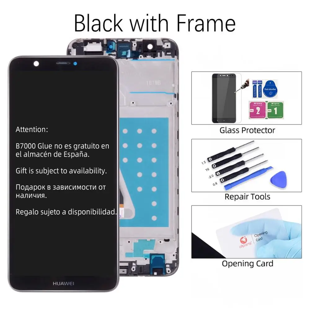 Экран для HUAWEI P Smart LCD в сборе с тачскрином на рамке черный белый синий золото FIG LX1 FIG-LX1 FIG-LX3 - Цвет: Black with Frame