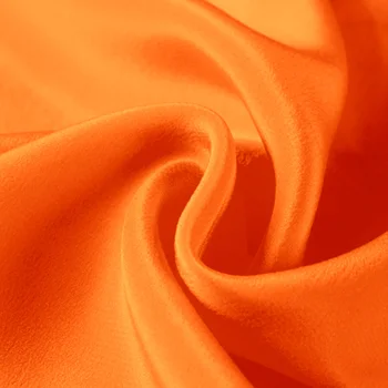 

100% pure silk crepe de chine satin back fabric 16mm 114cm 45" width reddish orange color for dress, shirt NO.05