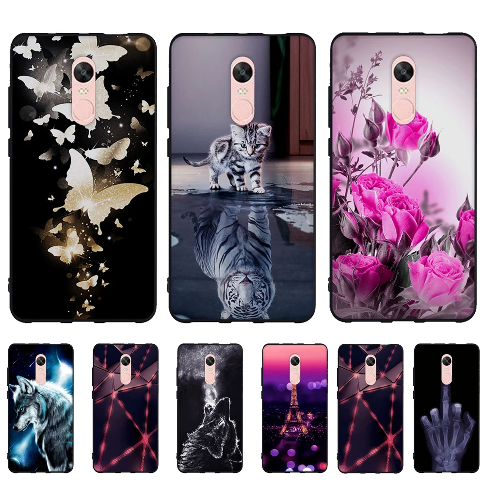 Black TPU Phone Case For Xiaomi Redmi Note 4X Soft Silicone Cover 4 Back Protector Shells Print Bags | Мобильные телефоны и