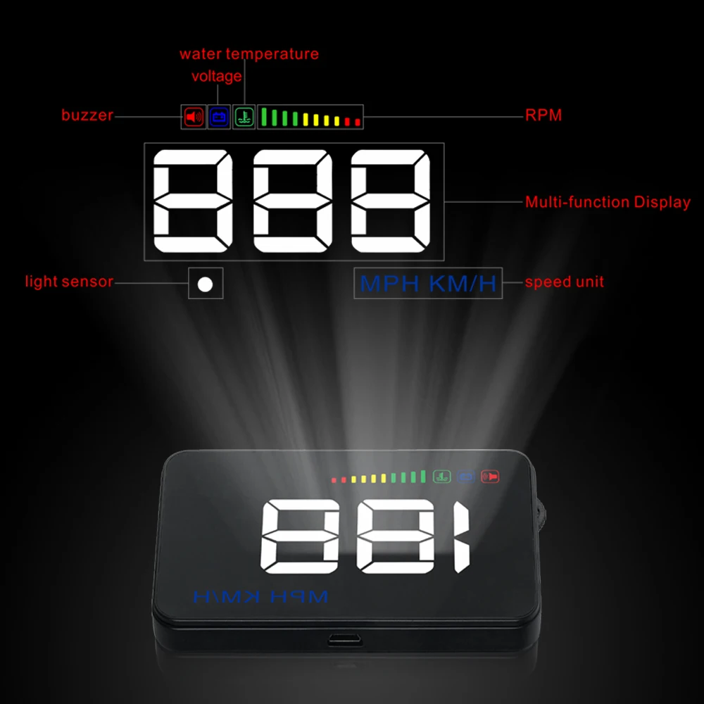 A500 HUD OBD дисплей компьютер hud obd2 проектор скорости автомобиля цифровой дисплей датчик температуры диагностический инструмент 3,5"