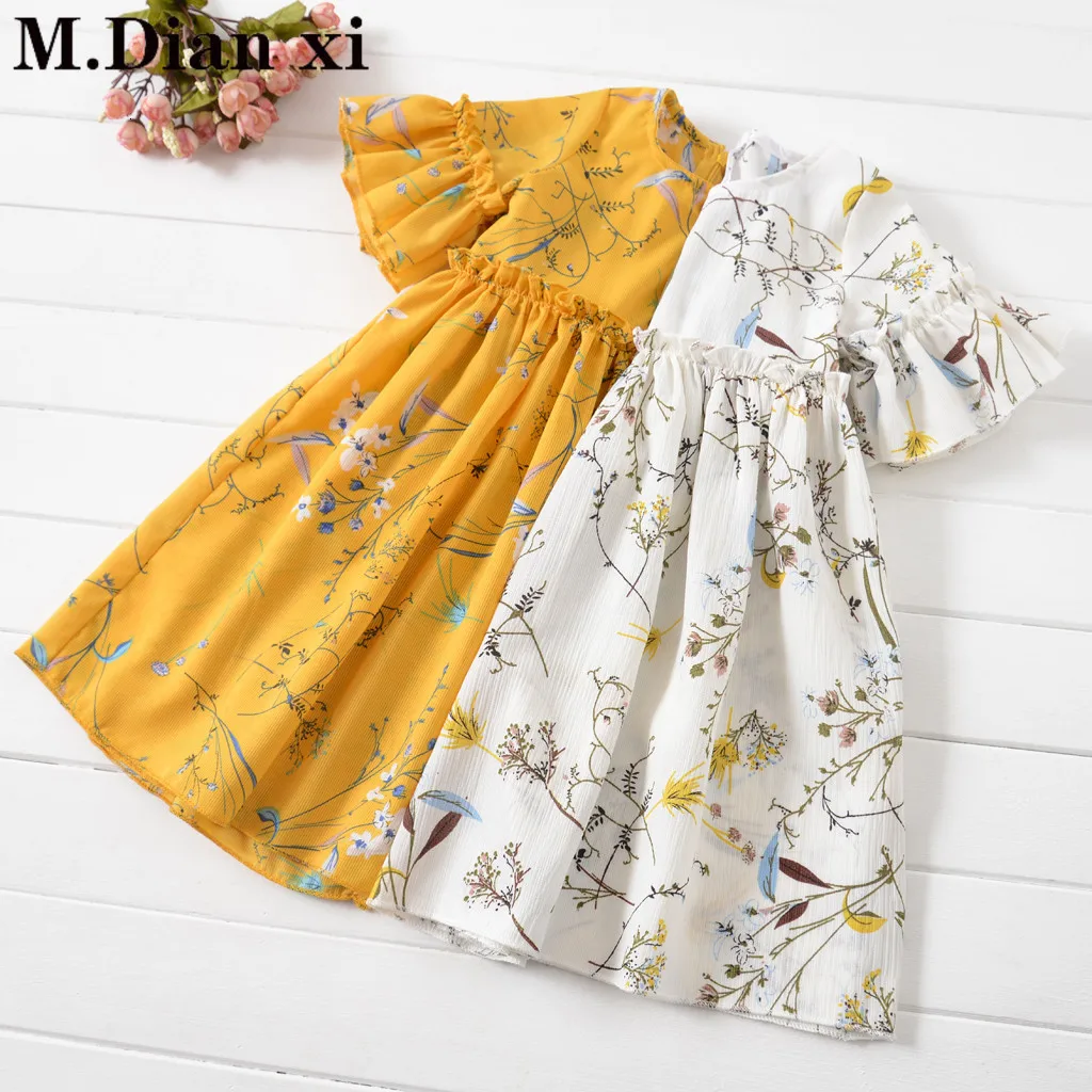 Summer Girls Suit 2019 Kids Clothing Set Teen Toddler Baby Kid Girl Ruched Floral Flower Skirt Princess Dresses Casual Clothes | Мать и