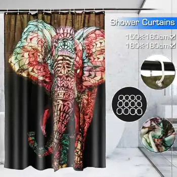 

Xueqin Background Elephant Eco-friendly Moldproof Waterproof Bathroom Shower Curtain 2 Size Choices 150*180/180*180 Black