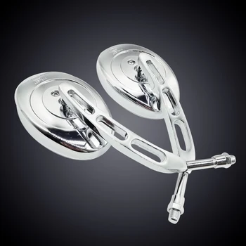 

Universal Motorcycle Rear View Mirrors 10mm Chrome Oval Custom Side Mirrors For kawasaki vulcan 900 vulcan 1500 vulcan s 650