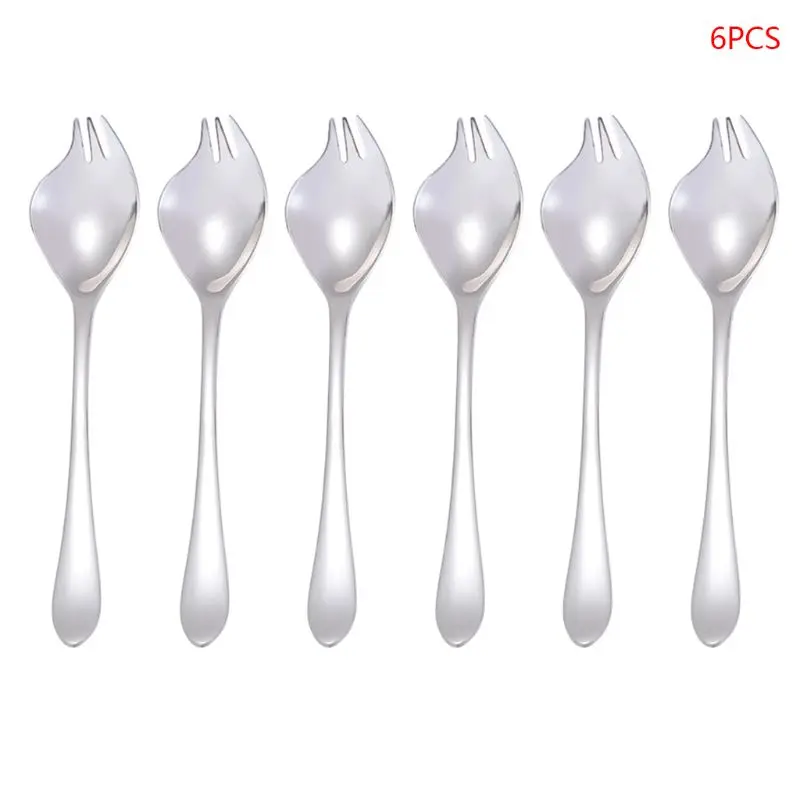 6 Pcs Sliver 6/7 шт. Нержавеющая сталь комбинированных ложек и вилок салат вилка для лапши ложка Путешествия десерт Кухня инструмент - Цвет: 6 Pcs Sliver