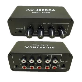 

AU-402RCA 12V Stereo Audio Mixed Distributor Signal Selector switcher 4 Input 2 output RCA Volume Controls Headphones Amplifier