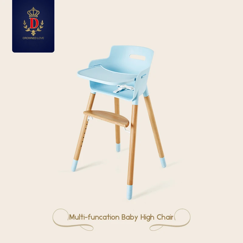 Children Plastic Dining Chair Baby Solid Wood Beech Dining Chair Baby Multifunctional High Foot Adjustable Dining Chair