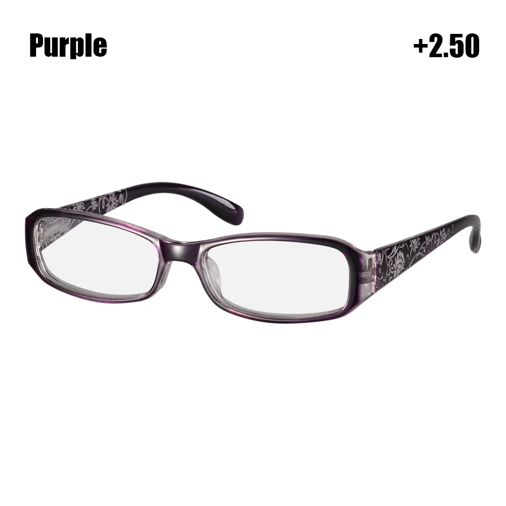purple 2.5 1 шт., очки для чтения с цветочным принтом, ультра-светильник, смола+ 1,00~+ 4,0, диоптрийные очки, Уход За Зрением, весенние шарниры, новые модные очки - Цвет оправы: purple 2.5
