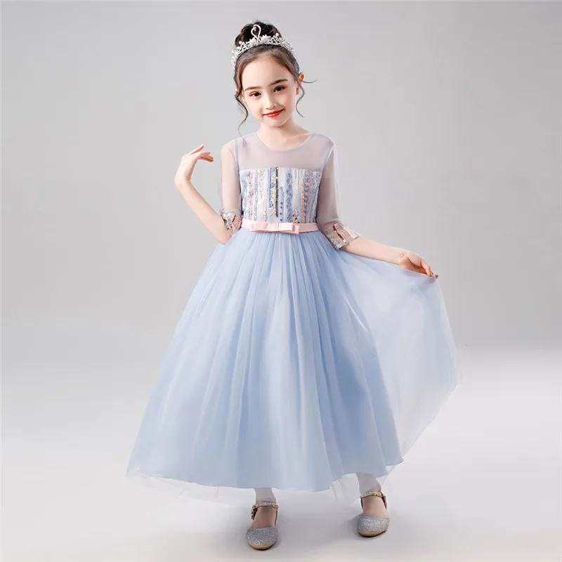 Girls formal dress Floral Kids Girls Princess Bridesmaid Pageant Gown Birthday Party Wedding Dress vestido robe fille #4O29 (5)