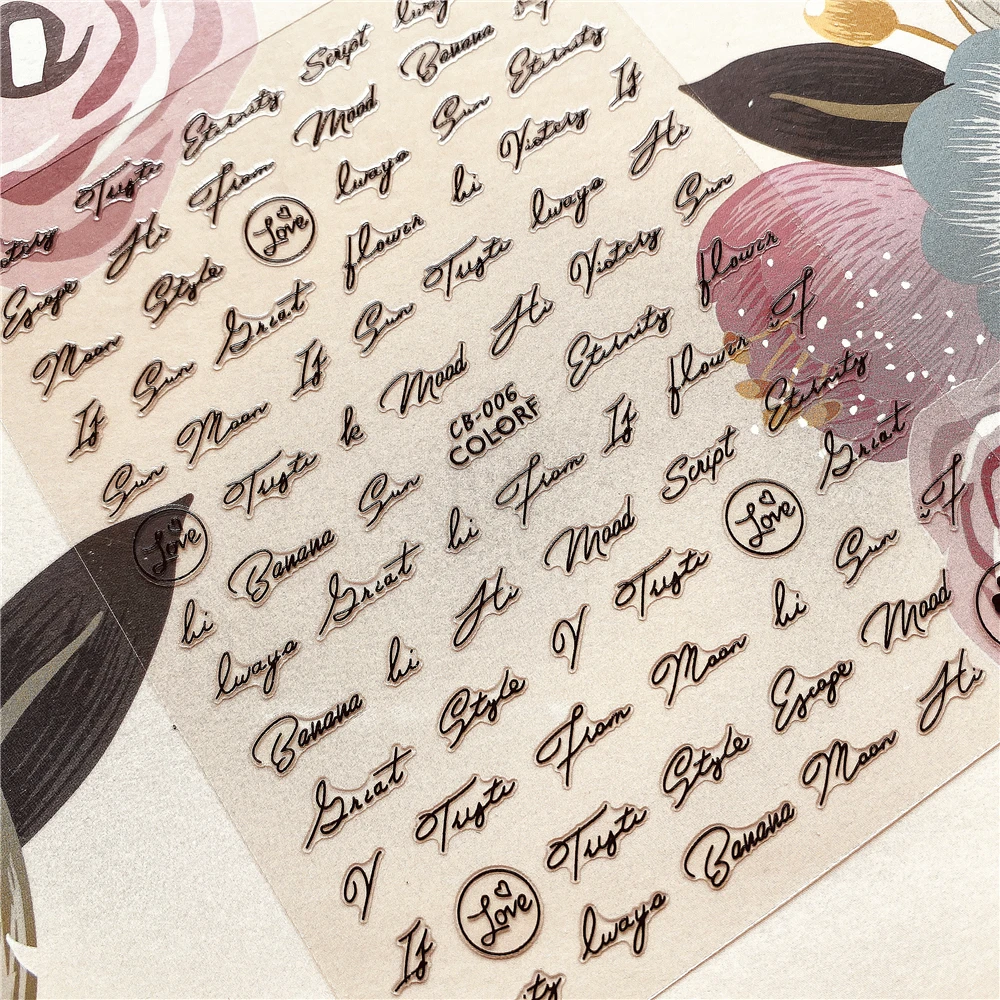 Cb004005006 English Alphabet Letter 3d Back Glue Nail Decal Nail