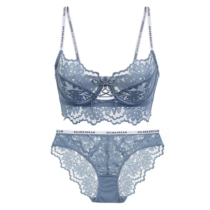 2021 Nuovo Reggiseno Ultra Sottile di Pizzo Sexy con Pietre Lettere Cinghie Stampate Fasciatura Reggiseno e Slip Set di Biancheria Intima da Donna Francese_voghion.com