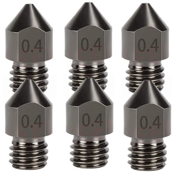 

6Pcs MK8 Hardened Steel Tool High Temperature Pointed Wear Resistant Nozzles 0.4 mm 3D Printer Compatible with Makerbo