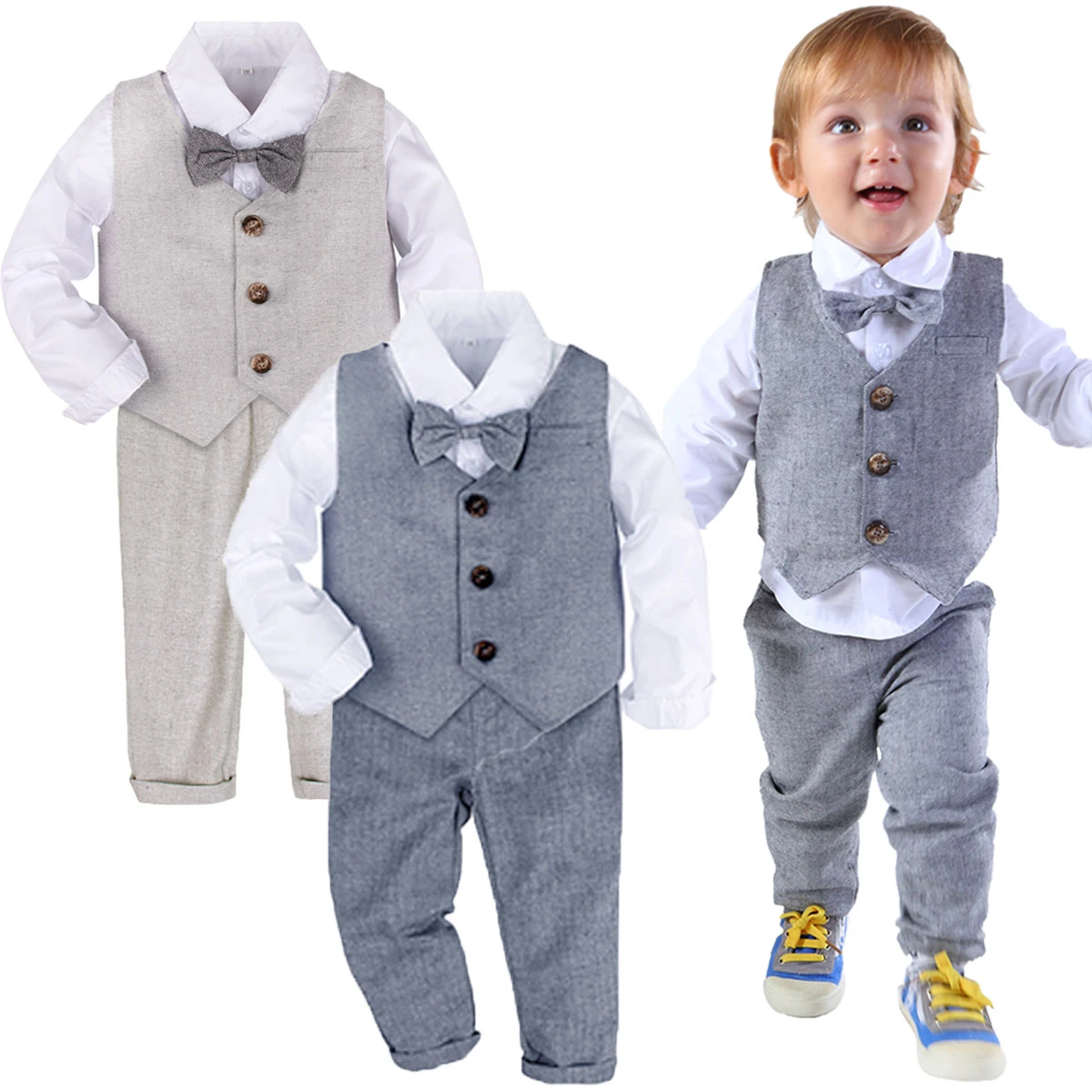 Traje Corto De Boda Para Niños,Conjunto Ropa De Ceremonia,Verano Trajes De Bautizo,Traje Elegante A Cuadros De Ropa De Fiesta Traje De Caballero | lagear.com.ar