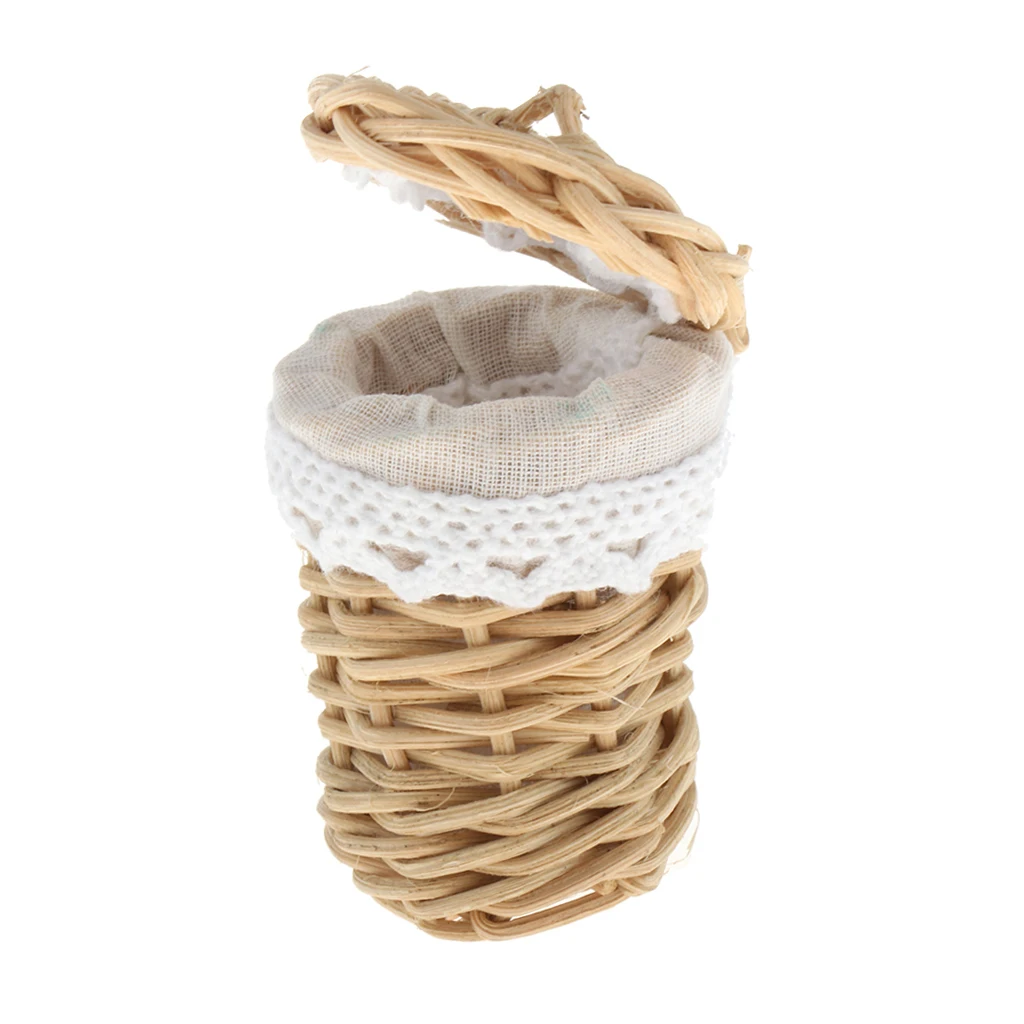 1/12 Dollhouse Miniature Handmade Bamboo Basket Doll House Decor Ornaments Dollhouse Accessories