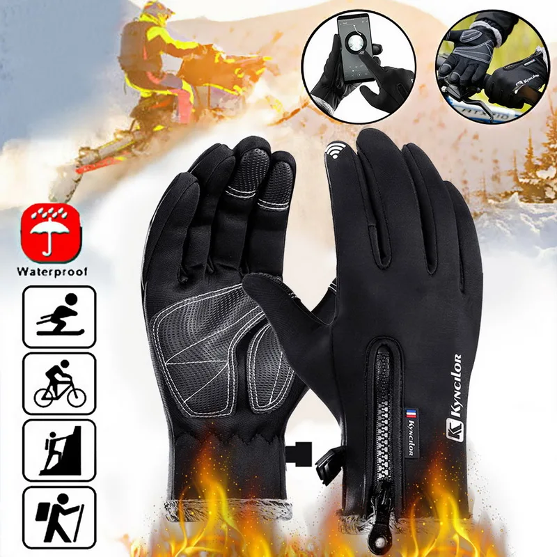 Winter Full Finger Gloves with Touch Screen Fingers for Outdoor Sports Cycle 