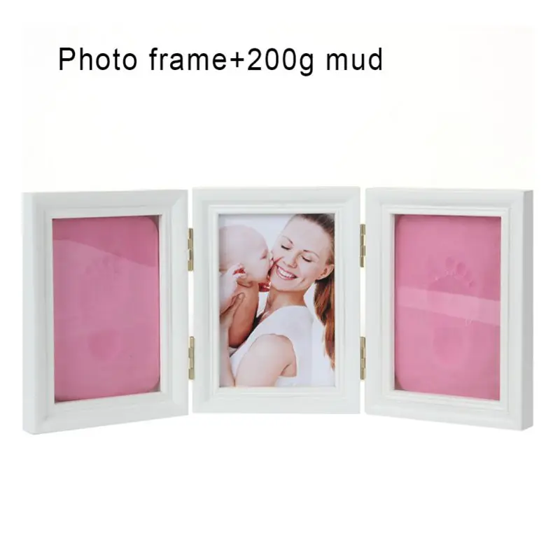

Kids Baby Hand&Foot Print Hands Feet Mold Maker Baby Photo Frame With Cover Fingerprint Mud Set Baby Growth Memorial Gift