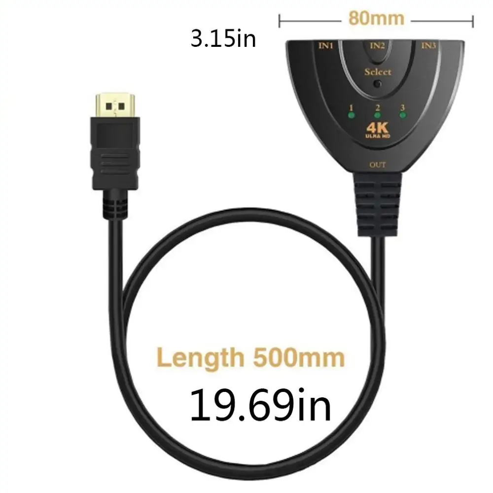 Мини 3 порта Переходник HDMI разветвитель Кабель 1.4b 4K* 2K 1080P Переключатель HDMI 3 в 1 выход порт концентратор для HDTV Xbox PS3 PS4 DVD HDTV