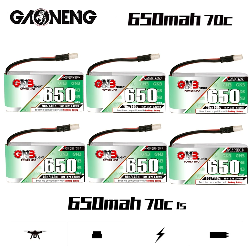 

1-10PCS Gaoneng GNB 1S 650mah 3.7V 70C/140C Lipo battery with Molex 51005 Plug for Micro Four Axis FPV Drone Helicopter RC Drone