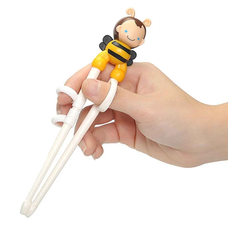 

1 Pair ABS Stainless Steel Cartoon Bee Helper Chopstick Children Baby Learning Training Chopsticks Beginner Easy Use