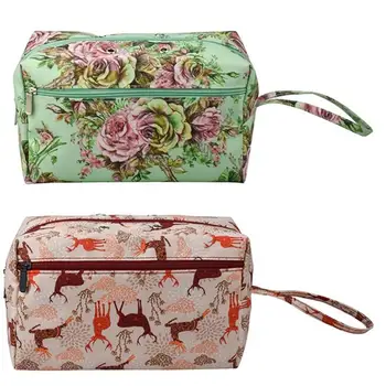 

Hot Portable Peony Deer Bear Print Zipper Bag Crochet Tool Woolen Yarn Storage Pouch Sanitary Bag Napkin Towel Storage Bag Pouch