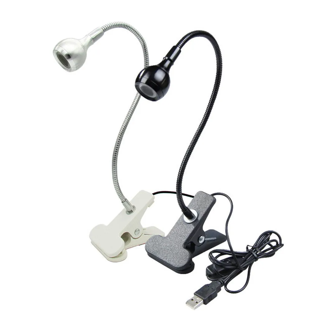 

LED Desk Lamp 3W DC 5V USB Flexible Reading Light Clip-on Beside Bed Table Desk Lamp Book Light