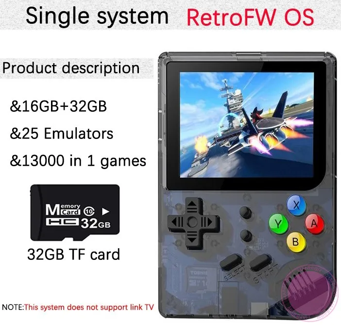 Black RetroFWOS 48GB Двойная система Linux Ретро игровая консоль 3 дюйма 16 Гб портативная игровая консоль RG300 32 Гб TF 13000 классические игры - Цвет: Black RetroFWOS 48GB