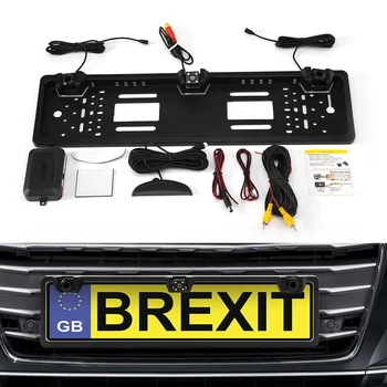 

Konrisa Reverse Backup Camera Car Rear View Camera European License Car Parking Sensor Plate Frame Waterproof Night Vision