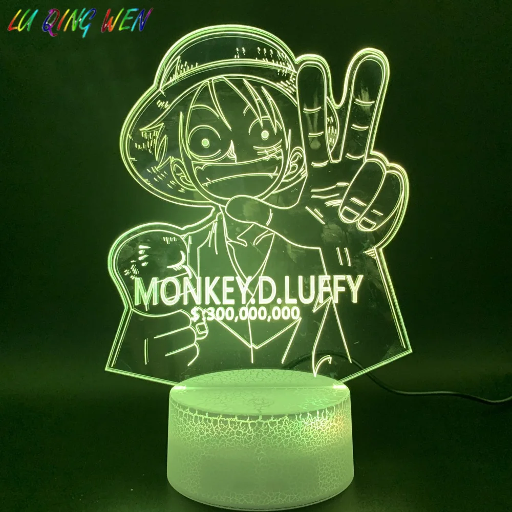 3d светодиодный ночник светильник одна штука обезьяна д Луффи рисунок декор для