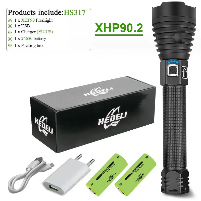H Супер яркий xhp90.2 самый мощный светодиодный фонарик usb Перезаряжаемый Тактический светильник-вспышка s cree xhp50 мини-светильник 18650 - Испускаемый цвет: H
