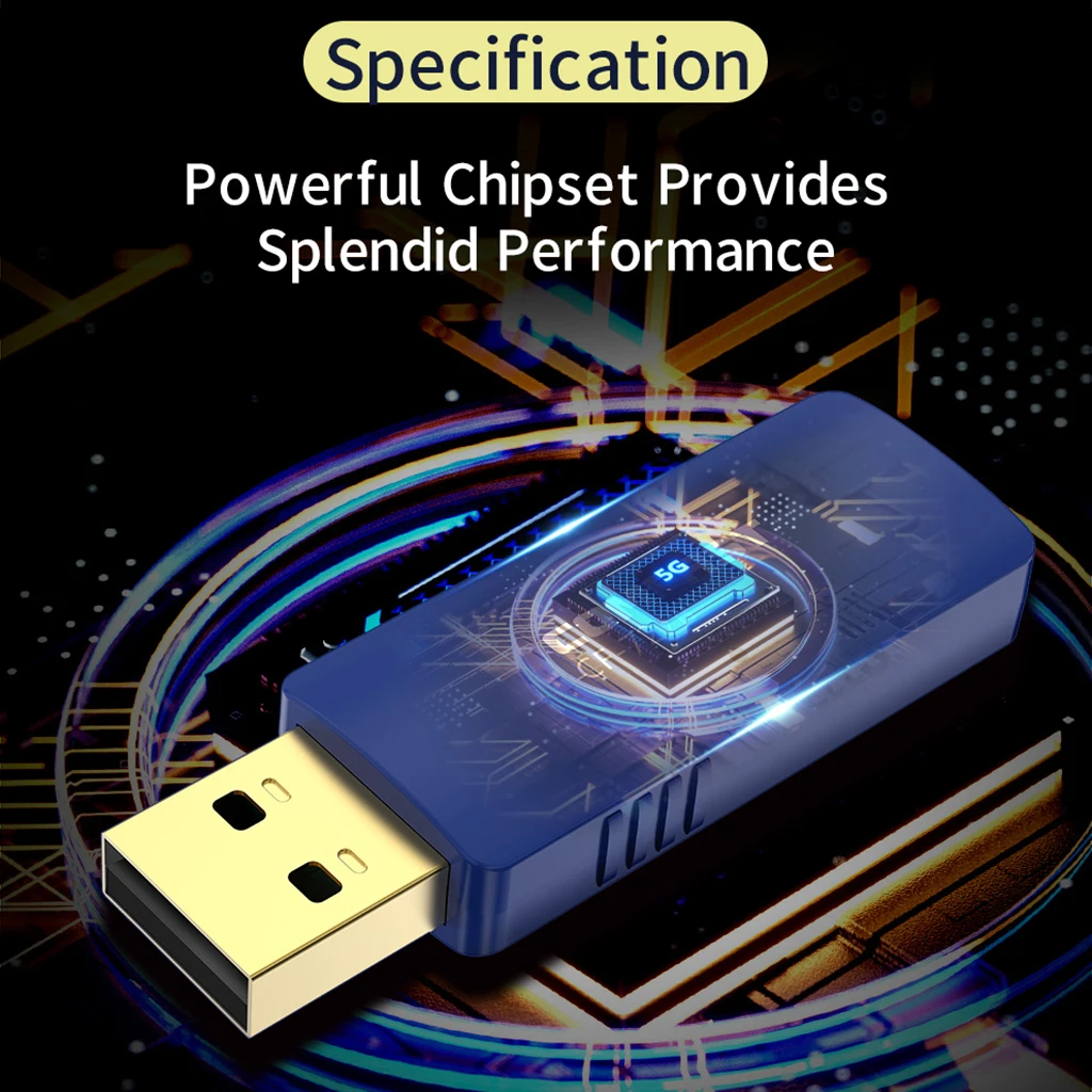 1300Mbps USB WiFi Adapter, Dual Band 5GHz / 2.4GHz Wireless Adapter for PC/Desktop/Laptop