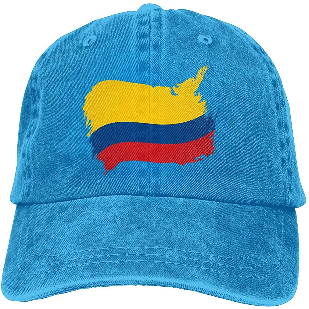 Унисекс Регулируемая джинсовая тканевая Кепка-бейсболка с флагом Колумбии простая Кепка