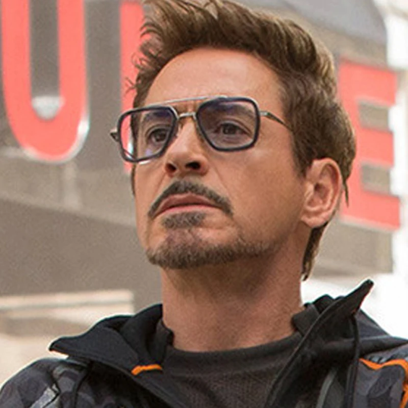 Модные солнцезащитные очки Tony Stark в летном стиле Мужские квадратные брендовые