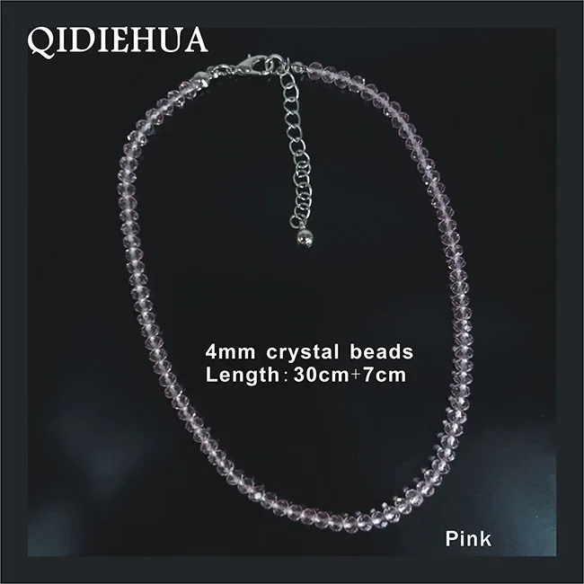 pink Модные 14 Разноцветные Хрустальные Бусы короткое ожерелье для женщин сексуальная цепочка ключицы женская свадебная цепочка невесты Bijoux - Окраска металла: pink