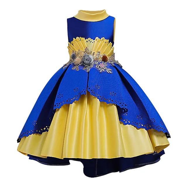 Принцессы платье для девочки;нарядное платье для девочки;новогодний костюм для девочки;вышивка пышное свадебное праздничное платья для девочек;карнавальные костюмы для девочек;День рождения детские платья;3,6,8,10 лет - Цвет: Navy blue
