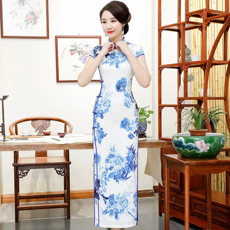 

Cheongsam Long Women's 2019 New Style Improved Performance Catwalks Plus-sized Large Size Fat Mm Elegant Dress