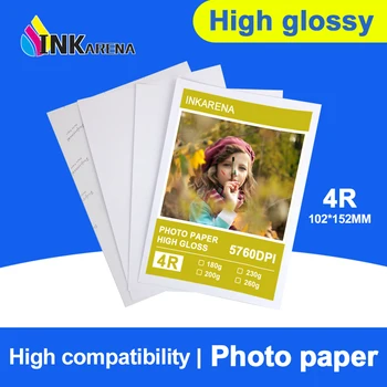 

INKARENA 100 Sheets Glossy 4R 4 x 6 Photo Paper For Inkjet Printer Paper Supplies Printing Paper Photographic Color Coated